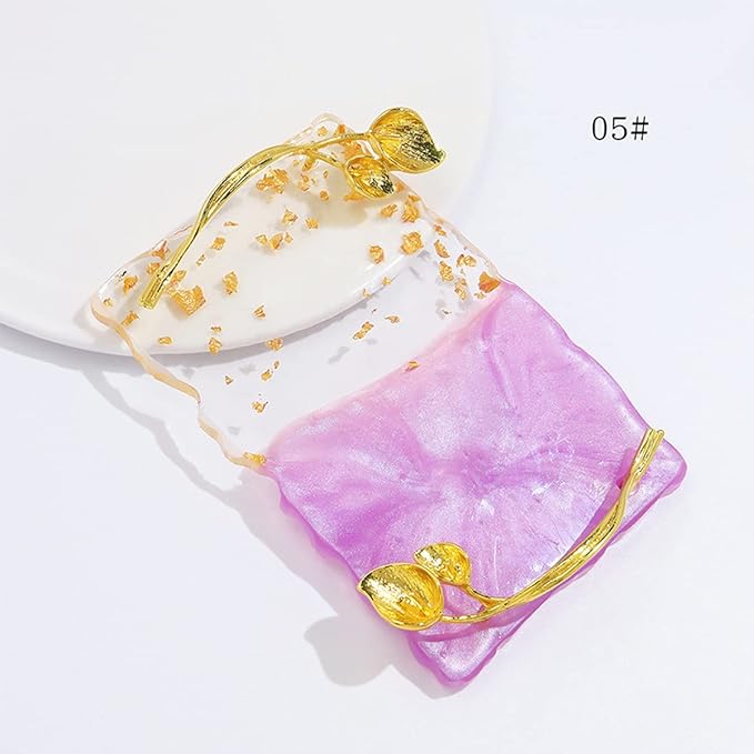 2023 Retro Nail Art Palette, Nail Painting Mixed Color Palette with Leaves Handle, Nail Holder Gel Color Makeup Display Board Pallet (Purple)-FemmiqueWomen