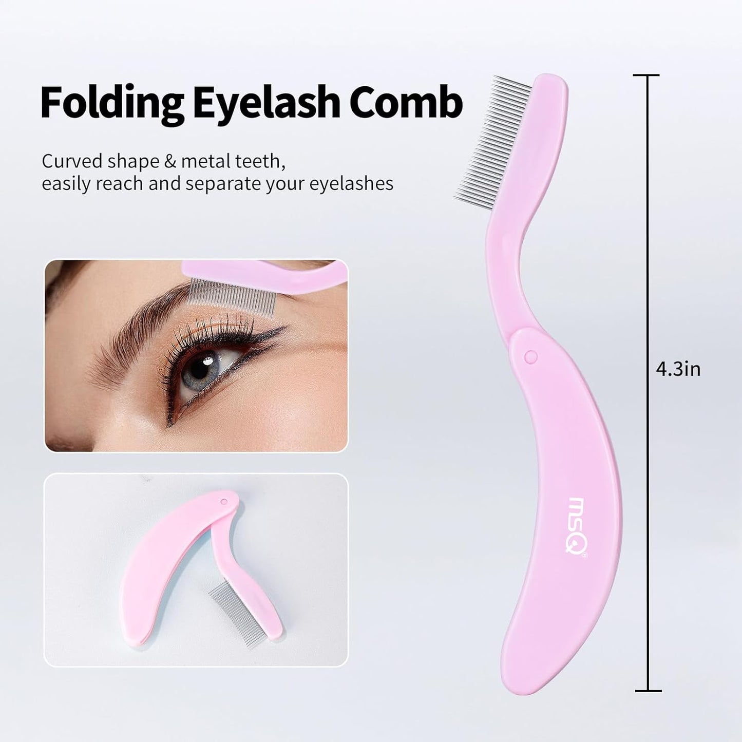 Eyelash Comb MSQ Eyelash Separator Tool Eyelash Comb Separator Folding Eyelash Brush Separator Lash Comb for Eyelash Makeup Brush (Pink)-FemmiqueWomen