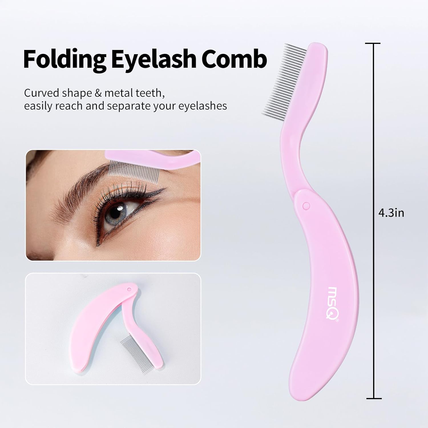 Eyelash Comb MSQ Eyelash Separator Tool Eyelash Comb Separator Folding Eyelash Brush Separator Lash Comb for Eyelash Makeup Brush (Pink)-FemmiqueWomen