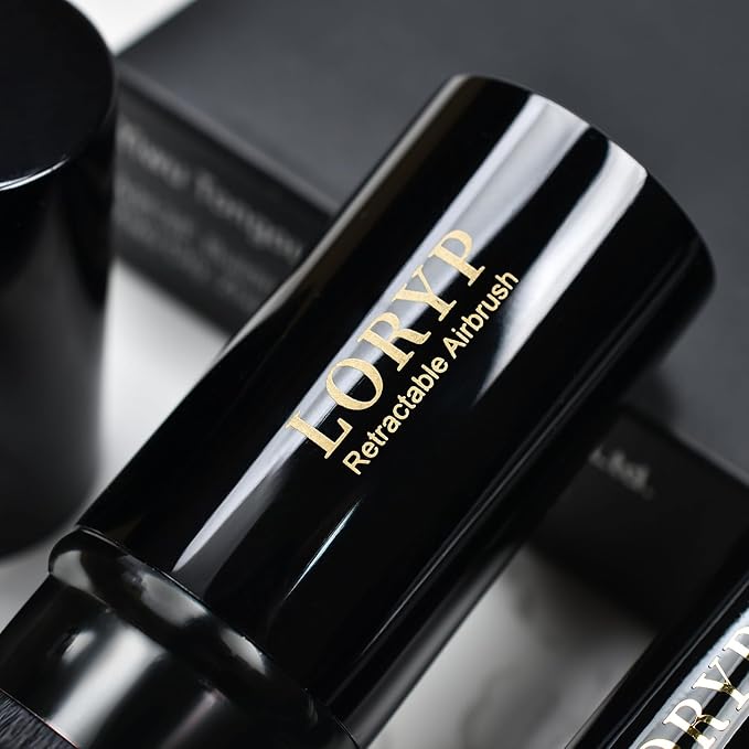 LORYP 4 Pcs Full Face Professional Makeup Brushes Set with Retractable Kabuki Airbrush For Powder,Liquid,Cream,Angled Blush Brush, Foundation Brush, Tapered Highlight Brush-FemmiqueWomen