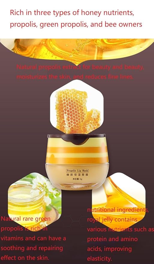 2 Pcs Honey Pot Lip Balm, Moisturizing Restors Moisture Bee Lip Mask for Dry Lips Lip Mask.(Honey)-FemmiqueWomen