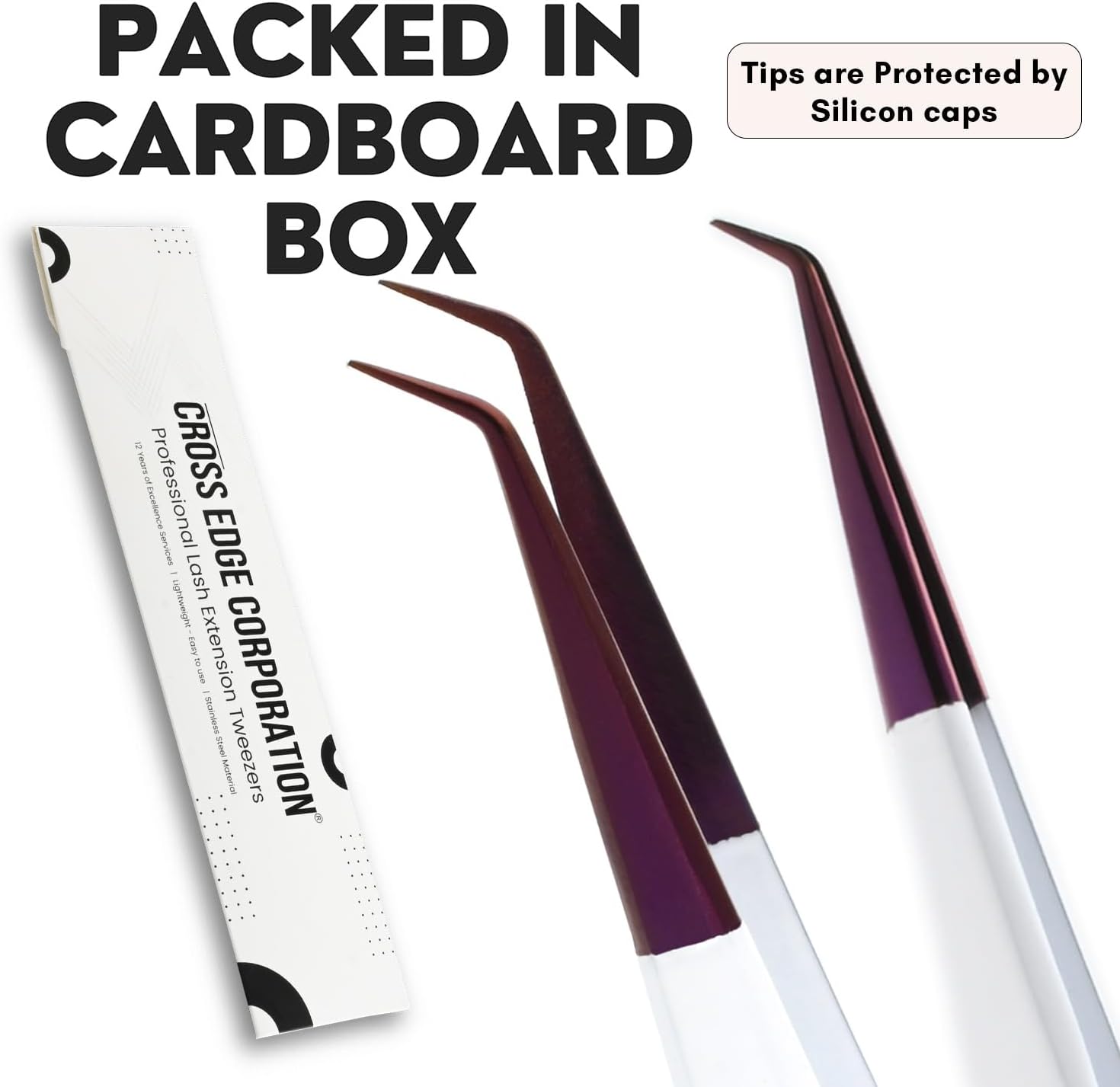 Isolation Tweezers for Eyelash Extension – 14cm Curved, White & Purple, Stainless Steel, Best for Individual Isolation & Classic Lashes, Pinzas para Pestaña (Matte White Purple)-FemmiqueWomen