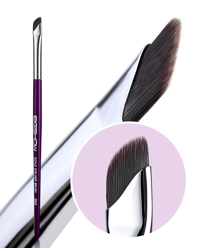 Eyeliner Brush, EIGSHOW Sickle Angled Gel Eyeliner Makeup Brush for Precise Eye Liner, Eyebrow, Eyelid with Ultra Thin Vegan Bristles (E865 Purple)-FemmiqueWomen