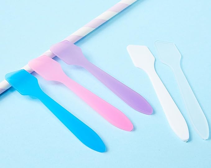 100 Pack 3.2 Inch Cosmetic Spatulas/Small Plastic Spatula for Cosmetics, Creams, Crafts/Makeup Spatula/Multipurpose Mini Applicator for Mixing Cream, Skincare, or Scraping Jars/Random Color-FemmiqueWomen