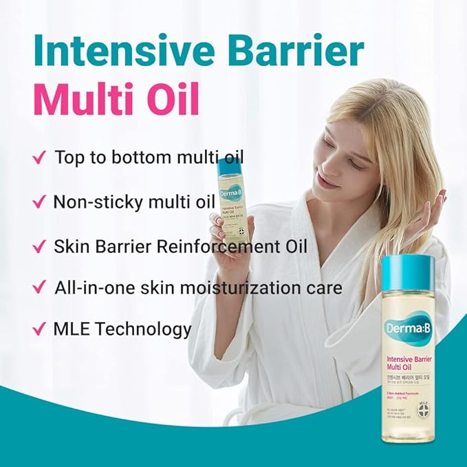 Derma B | Intensive Barrier Multi Body Oil | Moisturizing Non-Sticky Multi-Use Oil After Shower | 10 Botanical Skin Oil for Sensitive Skin | Korean Body Oils for Women & Men | 4.56 fl oz (135ml)-FemmiqueWomen