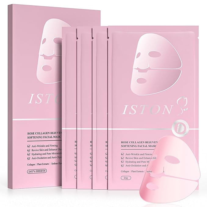 ISTON Bio-Collagen Face Mask,Overnight Revitalizing Hydrating Face Mask for Glowing Skin | Visible Firming, Deep Hydration & Refined Pores | Peptides, NMN & Hyaluronic Acid Masks For All Skin Type-FemmiqueWomen