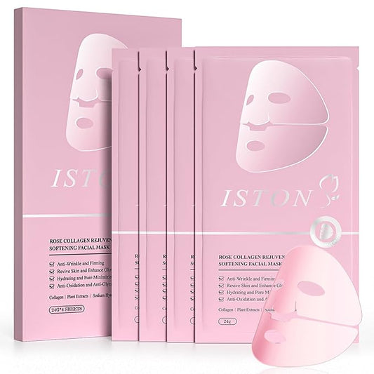 ISTON Bio-Collagen Face Mask,Overnight Revitalizing Hydrating Face Mask for Glowing Skin | Visible Firming, Deep Hydration & Refined Pores | Peptides, NMN & Hyaluronic Acid Masks For All Skin Type-FemmiqueWomen