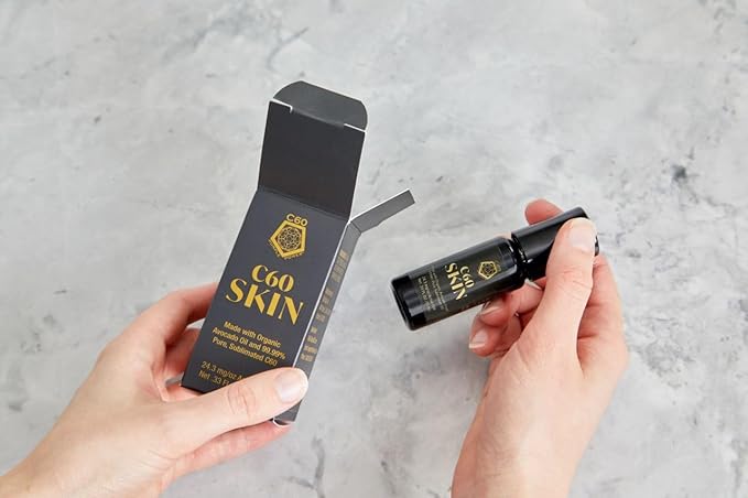 C60 Power - Skin Roll-On - Age-Defying Antioxidant Protection - Reduce Wrinkles, Heal Skin, Non-Greasy - Face, Body, Bug Bites, Scarring - Organic Avocado Oil, 99.99% Pure C60 Fullerenes-FemmiqueWomen