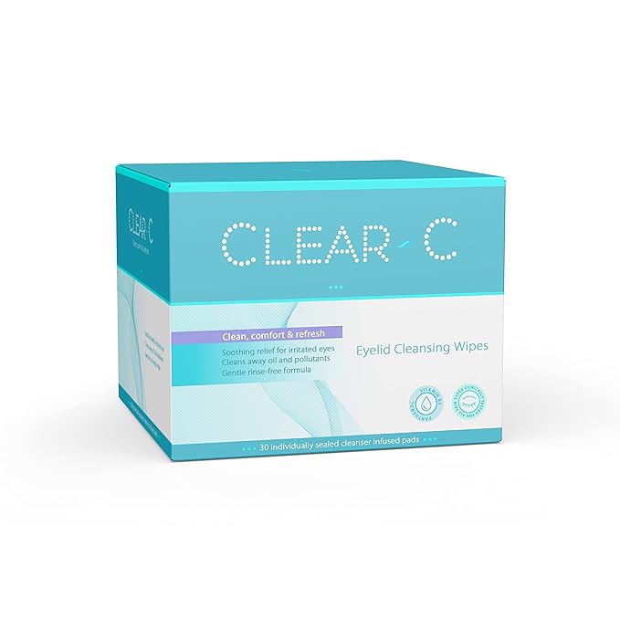 Clear C Eyelid Wipes Pre-Moistened for Dry Eyes – Rinse Free Eye Lid Cleaning Wipes – Individually Wrapped Travel Eye Wipes, 1 Box of 30-FemmiqueWomen