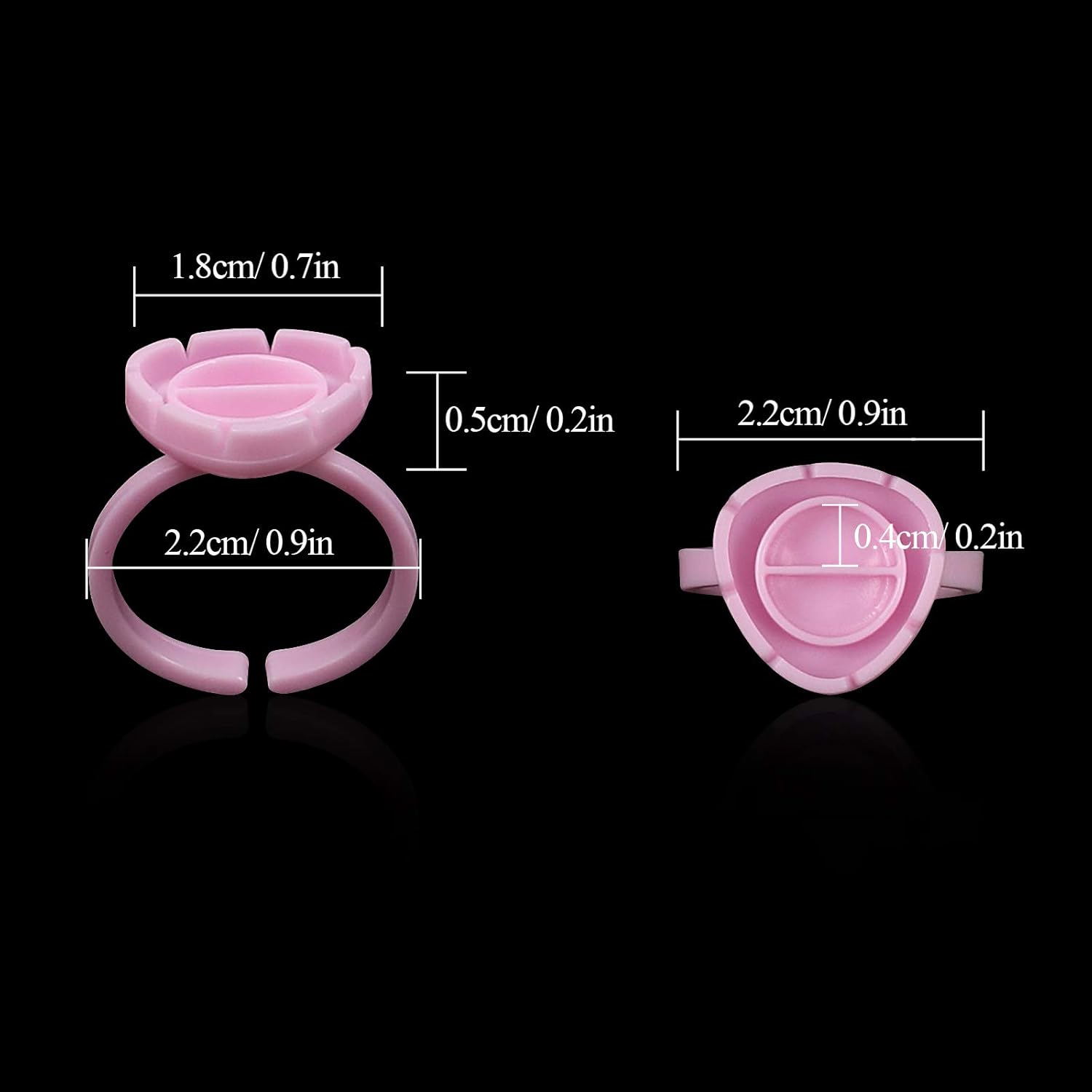 Fenshine 100 PCS Lash Glue Holder Glue Ring Cups Lash Extension Volume Lashes Quick Blossom Cups for Eyelash Extension Supply, 2 Methods of Use (Pink)-FemmiqueWomen