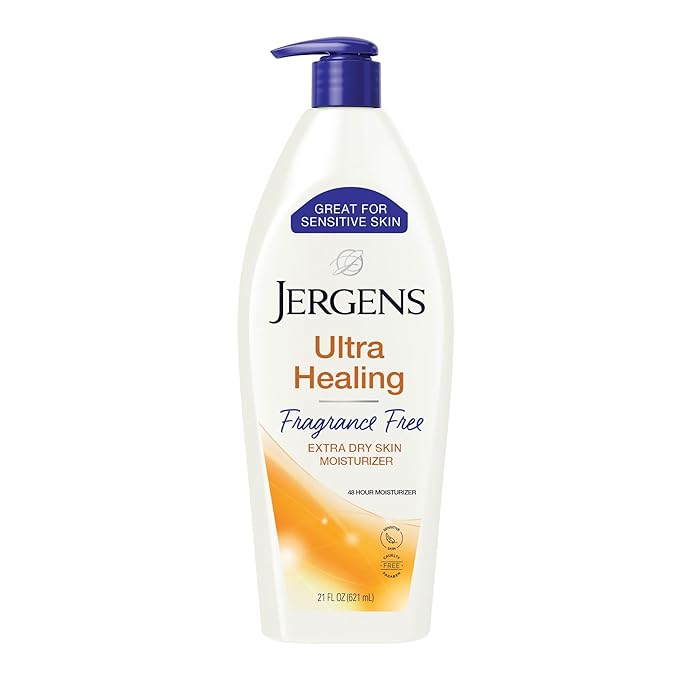 Jergens Ultra Healing Dry Skin Lotion, Hand and Body Moisturizer for Quick Absorption into Extra Dry Skin with Hydralucence Blend, Vitamins C, E and B5, White, 21 oz-FemmiqueWomen