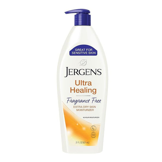 Jergens Ultra Healing Dry Skin Lotion, Hand and Body Moisturizer for Quick Absorption into Extra Dry Skin with Hydralucence Blend, Vitamins C, E and B5, White, 21 oz-FemmiqueWomen