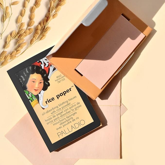 Palladio Rice Paper Facial Tissues for Oily Skin, Face Blotting Sheets Made from Natural Rice, Oil Absorbing Paper with Rice Powder, 2 Sided, Instant Results, Warm Beige, 40 Count (Pack of 3)-FemmiqueWomen