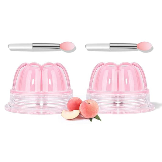 2Pc Jelly Lip Mask Overnight,Fruity Peach Lip Sleeping Mask Day Night Repair Kawaii Lip Balm Hydrate Plump Dry Lip Scrubs Exfoliator,Lip Care Lip Moisturizer with Collagen-Peach-FemmiqueWomen