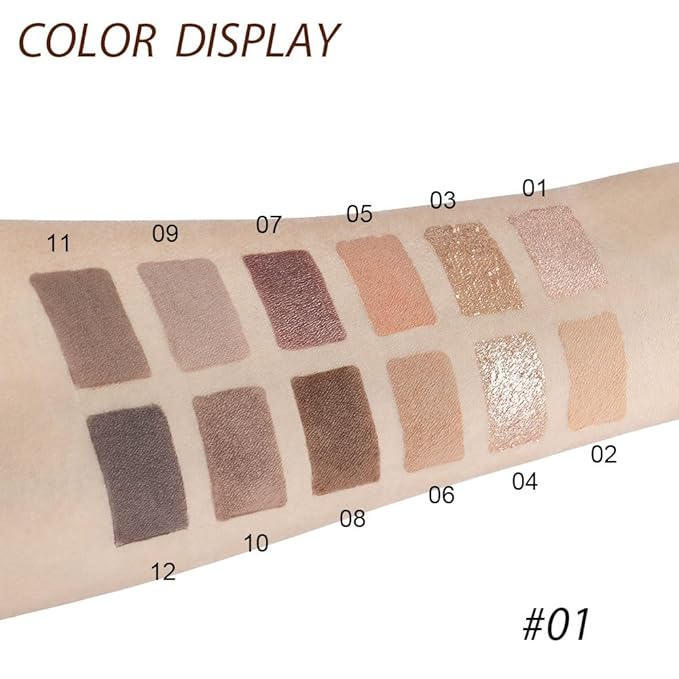 12 Girds Colorful Matte Shimmer Eyeshadow Palette for Eye Makeup,High Pigmented Eye Shadow Primers Powder Palet de sombras de ojos 12-A-FemmiqueWomen