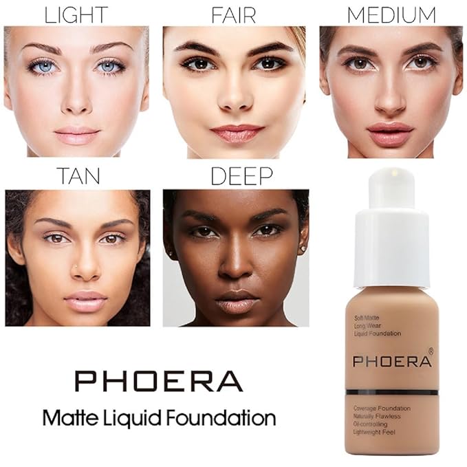 2 Pack PHOERA Foundation,Matte Oil Control Concealer Foundation Cream,PHOERA Long Lasting Waterproof Matte Liquid Foundation for Women Girls (103 Warm Peach +104 Buff Beige)-FemmiqueWomen