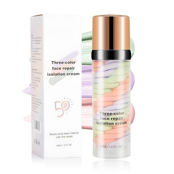 3 In 1 Color Corrector Makeup Primer Color Correcting Primer Cream Tinted Moisturizer Brightening Primer Facial Serum Isolation Cream Neutralizes Skin Tone for Face Before Makeup Base Cream-FemmiqueWomen