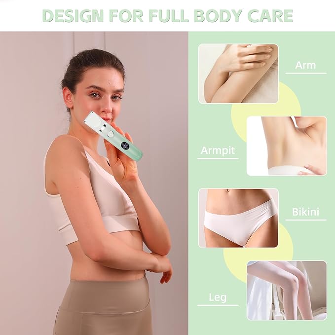 3-in-1 Painless Bikini Trimmer for Women - Electric Pubic Hair Shaver with Ceramic Blade, Wet/Dry USB Razor for Underarm/Leg/Body, Rechargeable Ladies Grooming Kit-FemmiqueWomen
