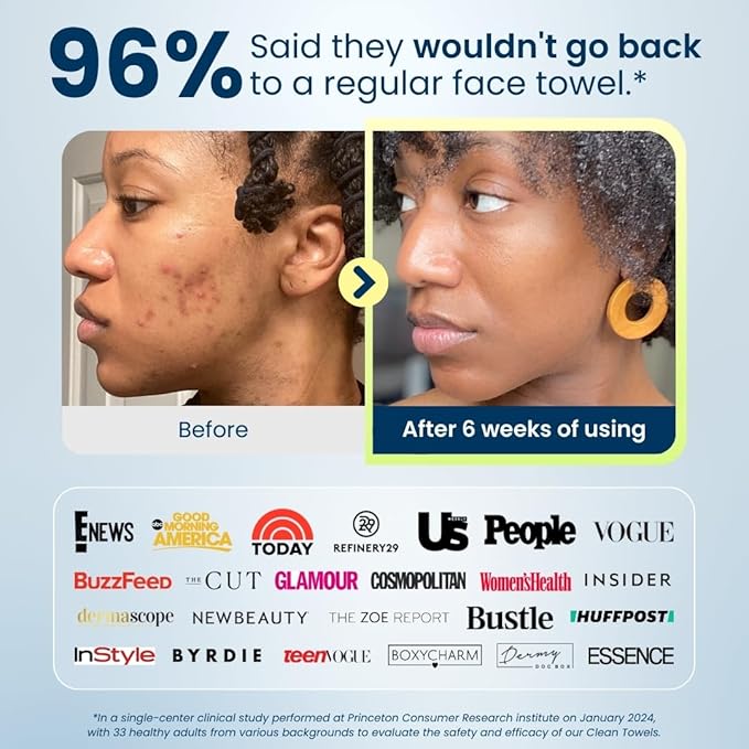 Clean Skin Club Clean Towels XL™ Supreme, 100% USDA Biobased Dermatologist Approved Face Towel, Gentle Exfoliation, Disposable Facial Washcloth, Makeup Remover Dry Wipes, 50 Count-FemmiqueWomen