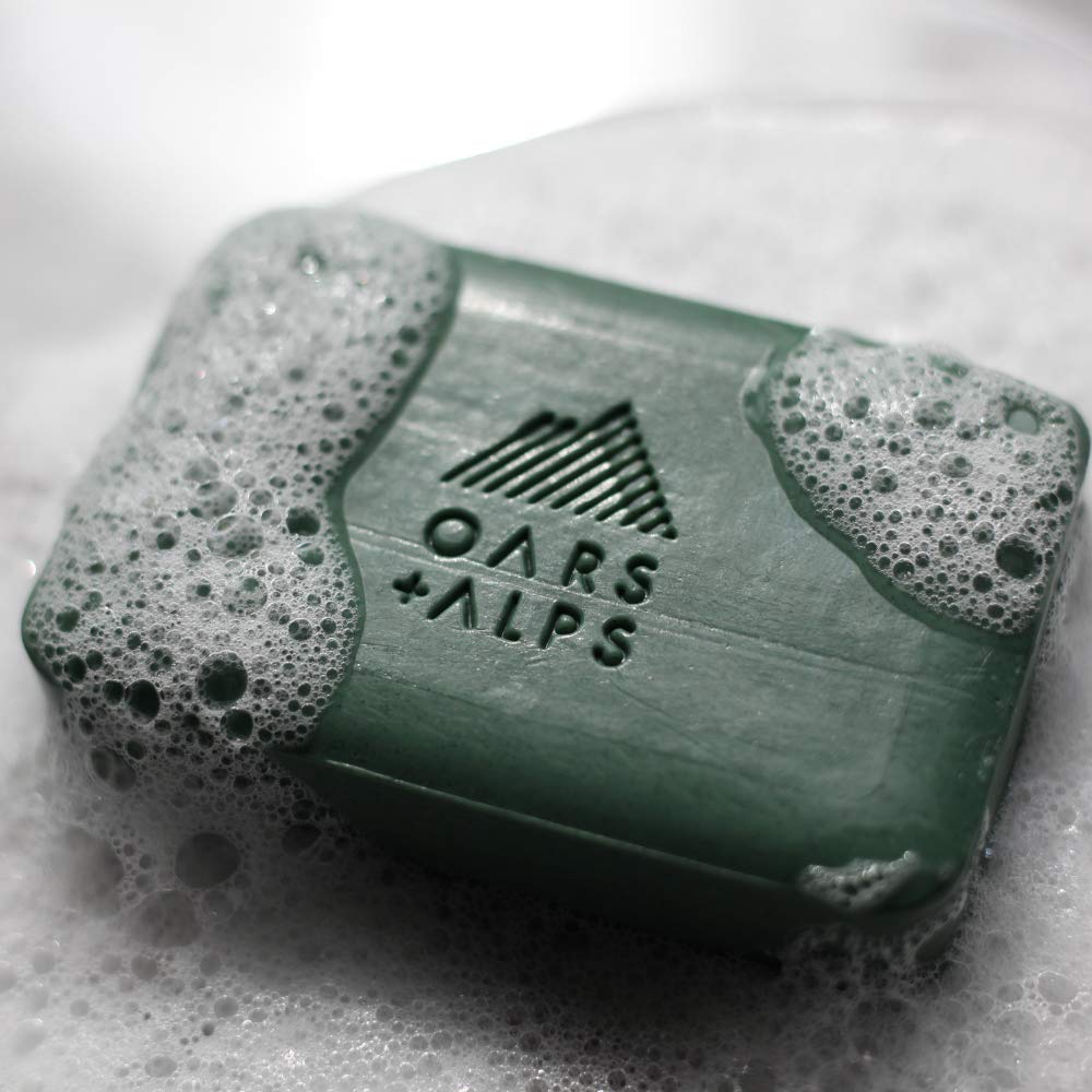 Oars + Alps Peppermint Charcoal Exfoliating Men's Bar Soap, Dermatologist Tested and Made with Clean Ingredients, Travel Size, 1 Pack, 6 Oz-FemmiqueWomen