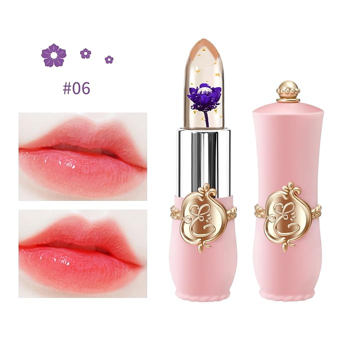 3 Pcs/Set Flower Jelly Lipstick Set Temperature Change Moisturizer Long Lasting Nutritious Balm Magic Color Change Lip Gloss (Flower Jelly Lipstick 040506)-FemmiqueWomen