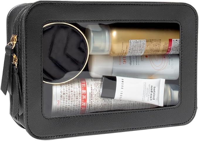 Clear Makeup Bag Small, TSA Approved Portable Toiletry Bag with Zipper Cosmetic Travel Bag Makeup Organizer Case Mini Makeup Pouch for Purse Car Organizer Bag for Women Men-FemmiqueWomen