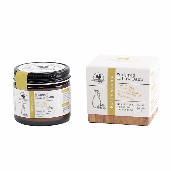 Handmade Whipped Tallow Balm (Butter Almond): Fragrance-Free, No Essential Oils - 1.3 oz-FemmiqueWomen