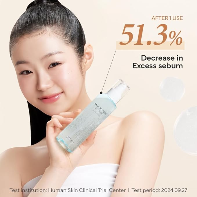 SAM'U Galacto Pore O2 Toner, Exfoliating & Pore-Tightening, Oxygen Bubble Galactomyces Toner, Hydrating for Sebum Control & Suitable for All Skin Types, Korean Toners, 6.08 Fl. Oz-FemmiqueWomen