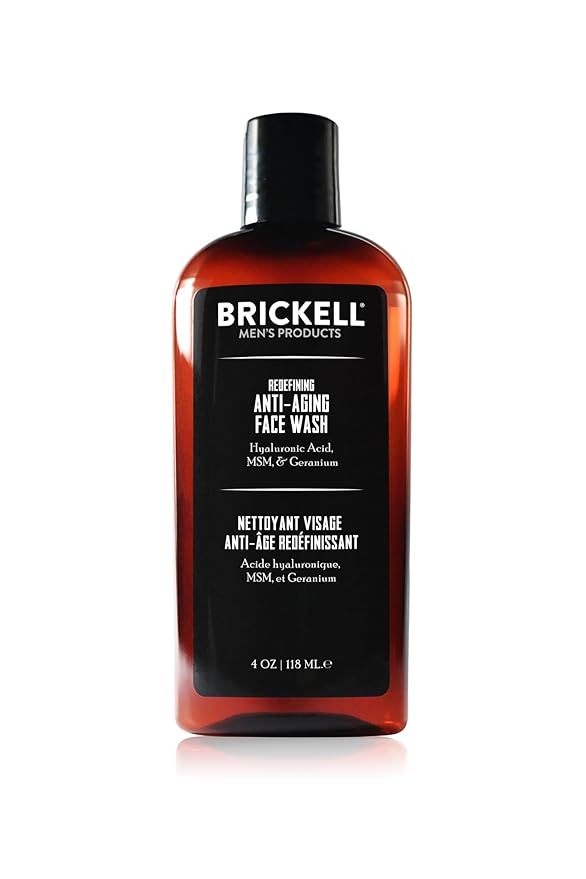 Brickell Men's Redefining Anti-Aging Face Wash For Men, Natural and Organic, Foaming Gel Face Wash Firms & Plumps Skin to Reduce Signs of Aging (Scented, 4 oz)-FemmiqueWomen
