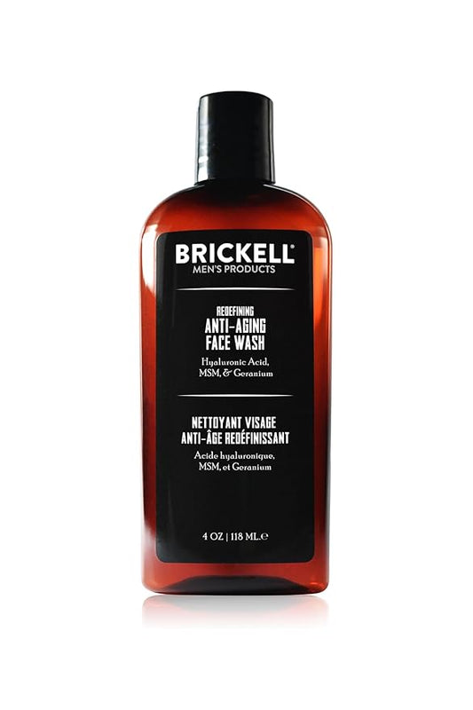 Brickell Men's Redefining Anti-Aging Face Wash For Men, Natural and Organic, Foaming Gel Face Wash Firms & Plumps Skin to Reduce Signs of Aging (Scented, 4 oz)-FemmiqueWomen