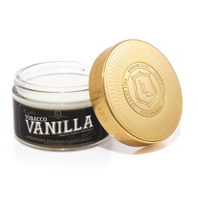 LUXURY LIFE BUTTER - Irresistibly Scented Body Butter with Hyaluronic Acid for Ultimate Moisture. Luxurious Natural Fragrance. Hydrates for a Non-Greasy Glamorous Glow, Tobacco Vanilla, 5 oz.-FemmiqueWomen
