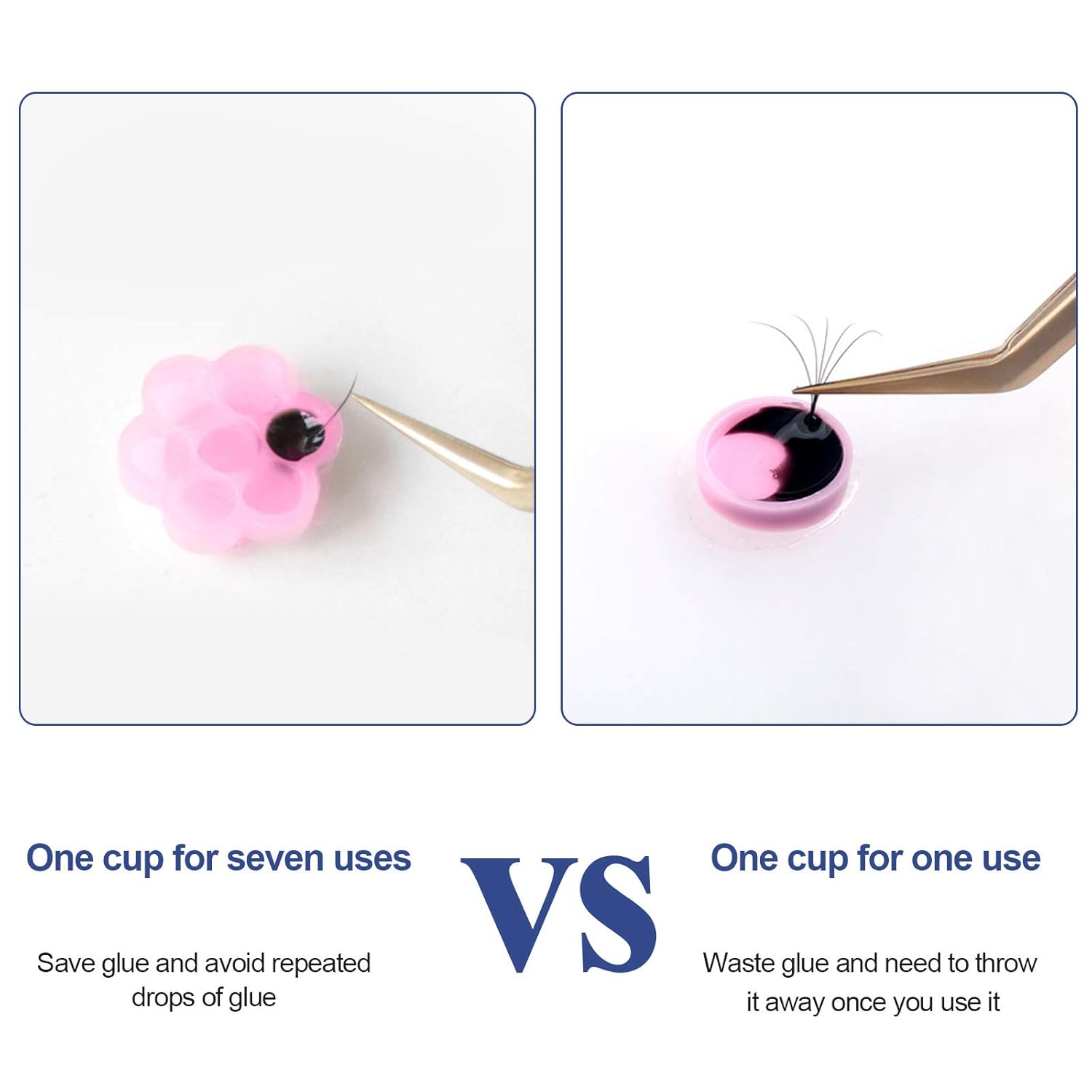 Fenshine 100 PCS Eyelash Extension Glue Holder Flower Shape Cup Plastic Glue Pallet Pad with a Roll for Eyelash Extension Supply-FemmiqueWomen