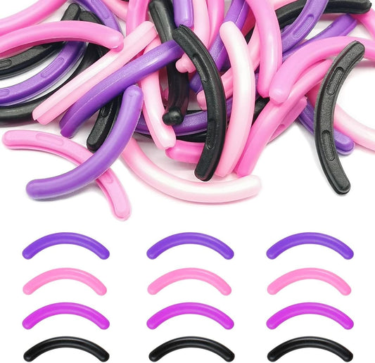 40 pcs Eyelash Curler Refills Curler Refill Pads Soft Rubber Curler Replacement Refills Pads for Universal Eyelash Curler with a Clear Storage Box (Black, Purple, Rose Red, Pink * 10)-FemmiqueWomen