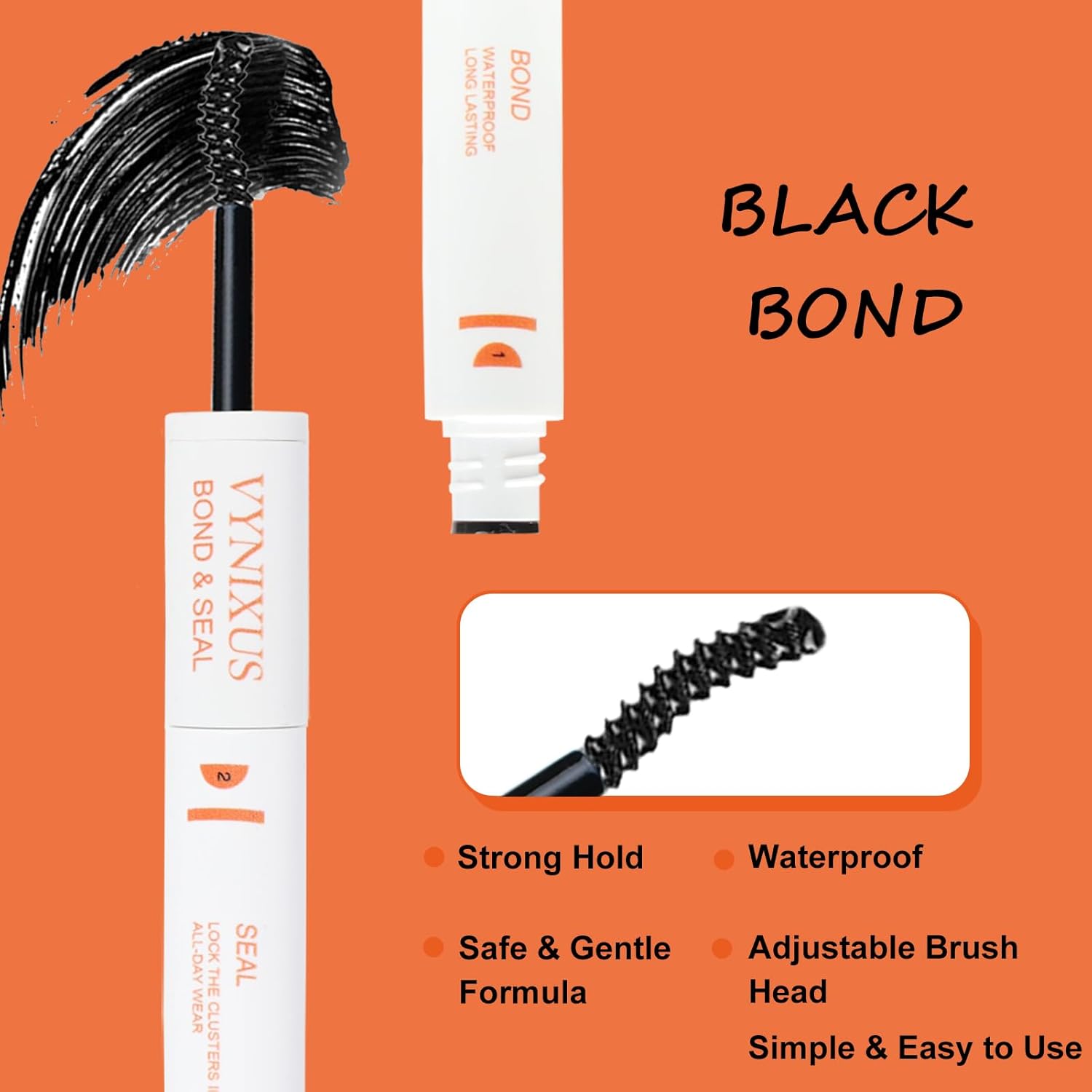 Lash Glue for Eyelash Clusters 2-IN-1 Lash Bond and Seal Waterproof Eyelash Glue DIY Lash Cluster Glue Individual Lash 72H+ DIY at Home 10ml-FemmiqueWomen