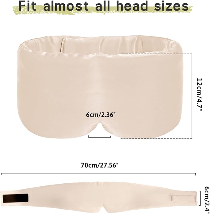 2pcs 100% Handmade Bamboo Sleeping Eye Mask for Women for Men,Night Masks,Organic Sleep Mask,Blockout Eye Mask for Sleeping,Large Size Adjustable (Apricot & Dark Grey)-FemmiqueWomen