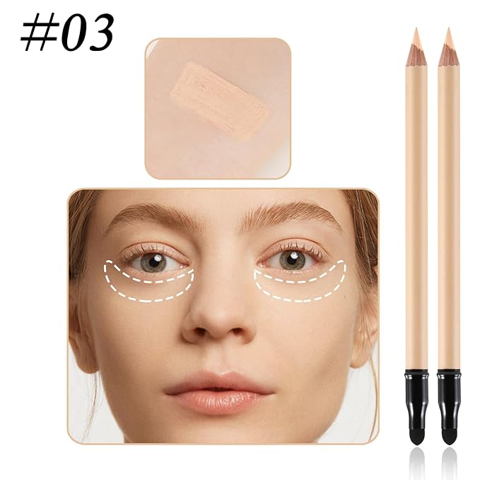 2pcs Concealer Pencil with Sponge,Full Coverage,Waterproof Under Eye Concealer Stick for Dark Circles,Blemishes,Aging Spots,Acne,Freckles-FemmiqueWomen