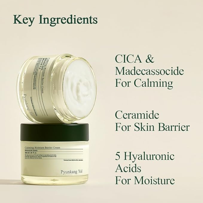 Pyunkang Yul PKY Calming Moisture Barrier Cream Instantly Soothes Sensitive Skin, Hyaluronic Acid & Ceramide for Hydration, Vegan, Korean Skincare (3.38 Fl. Oz, 100ml)-FemmiqueWomen