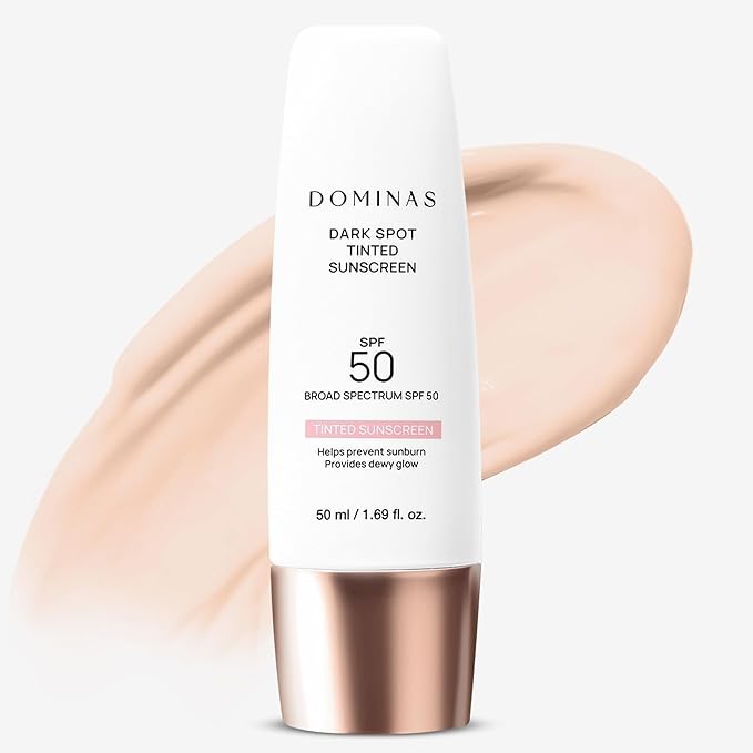 SPF 50 DOMINAS Tinted Sunscreen Moisturizer (1.7fl oz) - Tone Correction, Korean Skin Care, Broad-Spectrum UV Defense Sunblock, Water-in-Oil Formula for Lightweight, Panthenol, Sun Cream-FemmiqueWomen