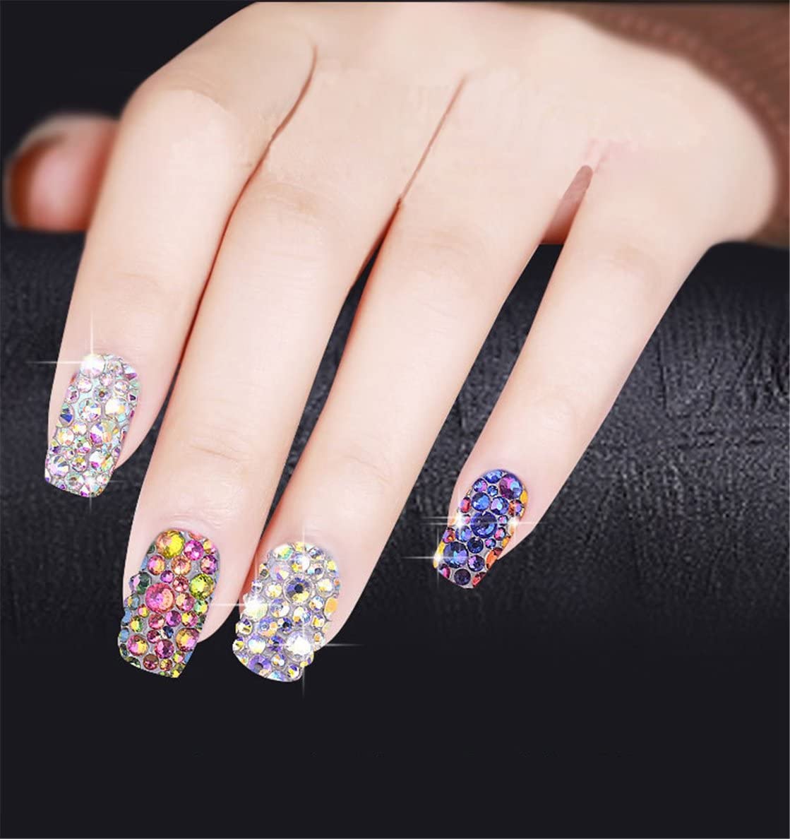 1500 Pieces SS16 4mm Flatback Rhinestones Clear Glass Round Gems Crystals for Nail Art DIY Crafts Clothes Shoes Bags （Crystal Blue）-FemmiqueWomen