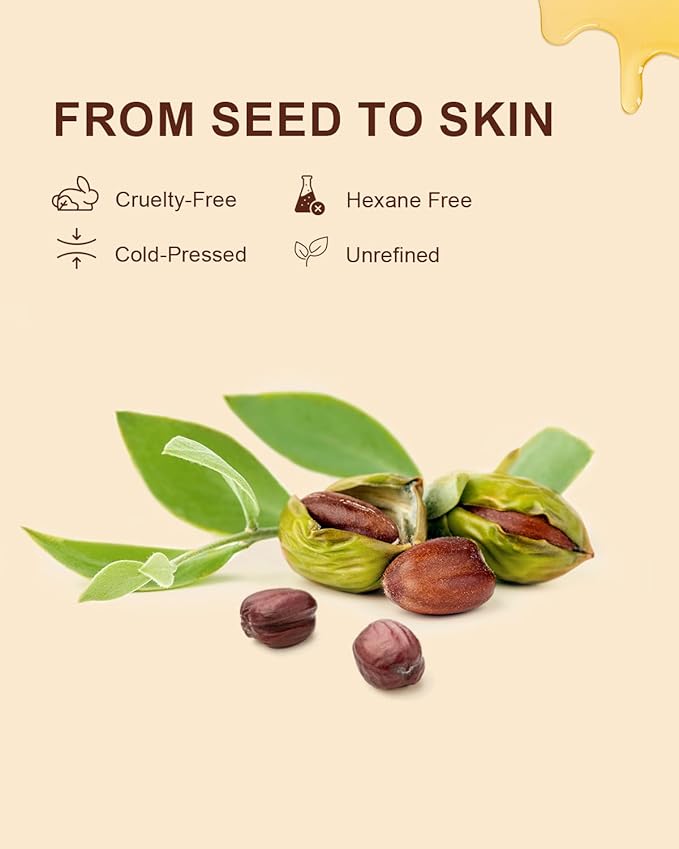 Yoken USDA Organic Jojoba Oil Cold Pressed 8 fl oz, 100% Pure & Natural Unrefined Jojoba Oil for Face Hair & Skin Massage, Hexane Free, Deeply Moisturizing Body Carrier oils Multi-Purpose Serum-FemmiqueWomen