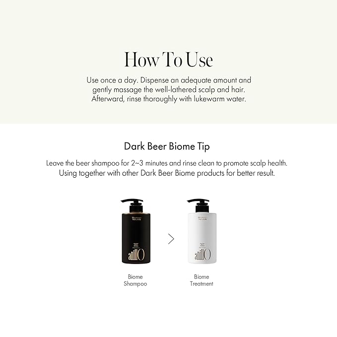 Dark Beer Biome Shampoo - Vegan Anti-Hair Loss Sclap Care with Caffeine & Green Mint Complex for Thicker Stronger Hair- Deep Cleansing, Oil Control & Cooling Effect, Sulfate-Free 500 ml / 16.9 fl oz-FemmiqueWomen