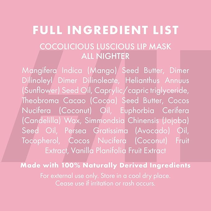 100% Natural Lip Butter Sleeping Lip Mask, Overnight Lip Moisturizer and Conditioner for Dry Lips. Intensive Lip Balm and Lip Therapy Skin Care with Mango butter (Original All Nighter)-FemmiqueWomen