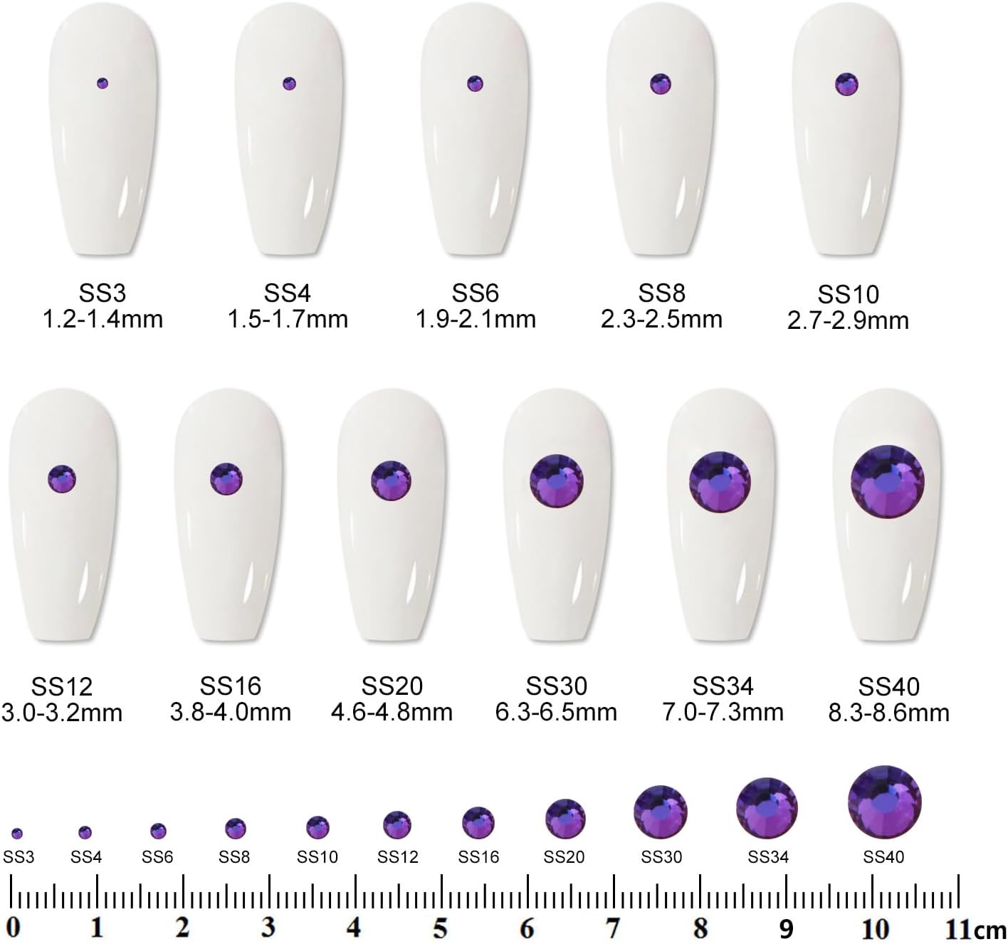 3000 PCS SS8 Flatback Rhinestones,12-Facet Diamond-Cut Glass Gems for Nail Art,Clothing,DIY Crafts,Glue-On Decoration Stones with Silver Backing,Purple Velvet-FemmiqueWomen