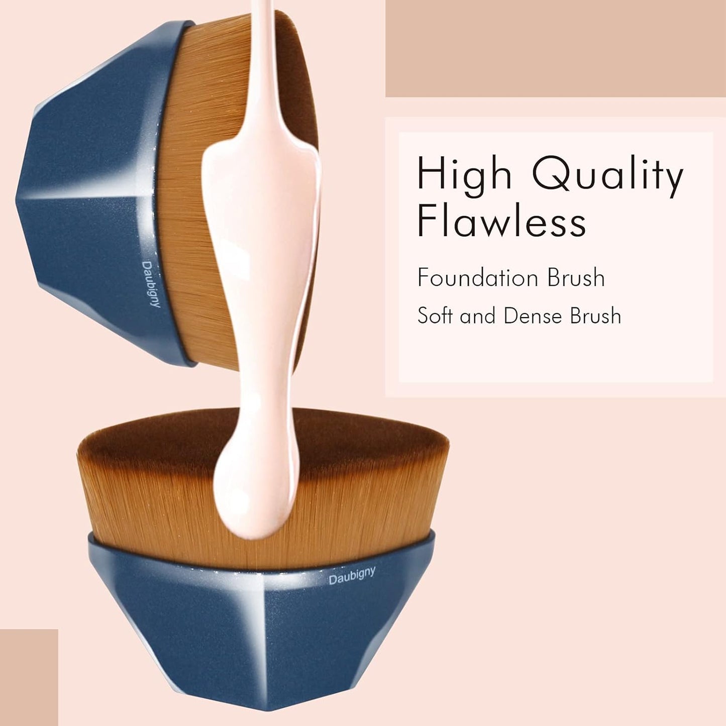 Daubigny Perfect Makeup Brush for Face Blush Foundation Brush for Blending Liquid, Cream or Flawless Powder Cosmetics with Protective Case (Blue)-FemmiqueWomen