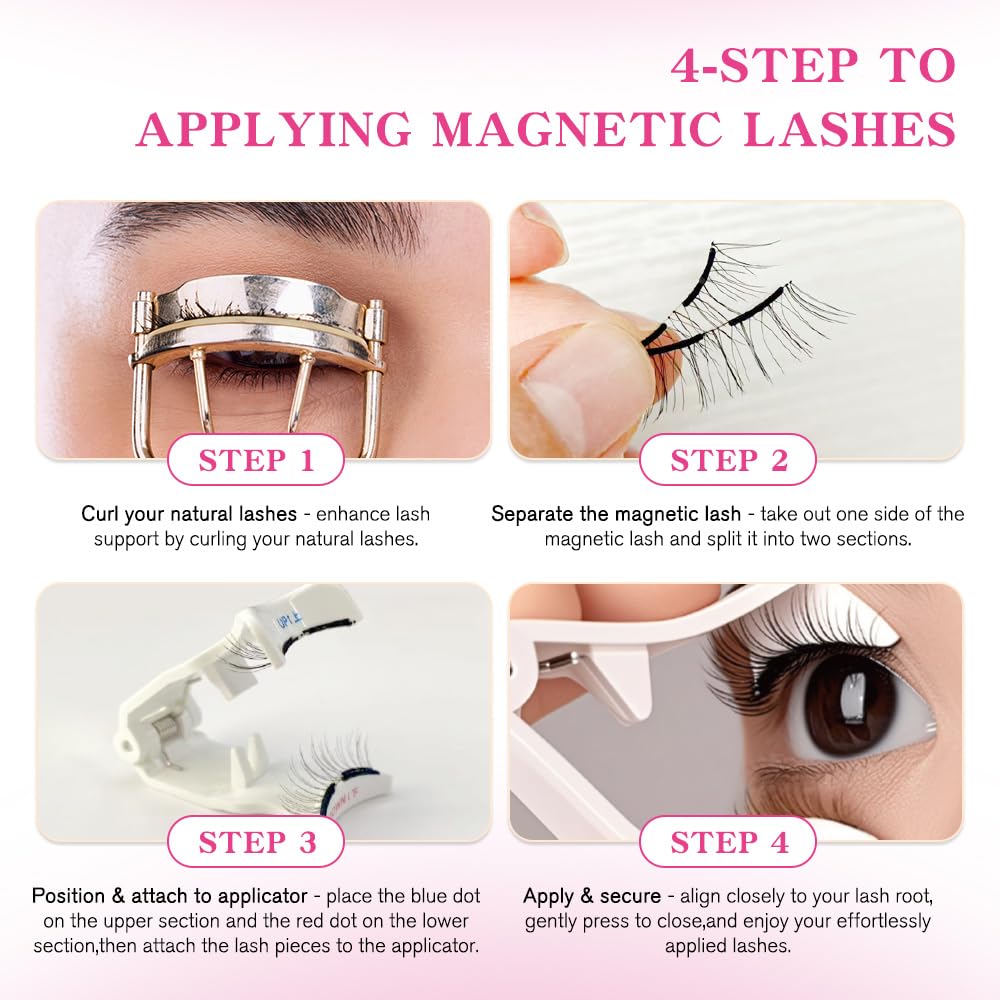 VEYESBEAUTY Magnetic Eyelashes with Applicator Reusable Magnetic Lashes Natural Look No Glue Needed False Eyelashes, Moonlit Lashes Kit Easy to Wear and Remove-FemmiqueWomen