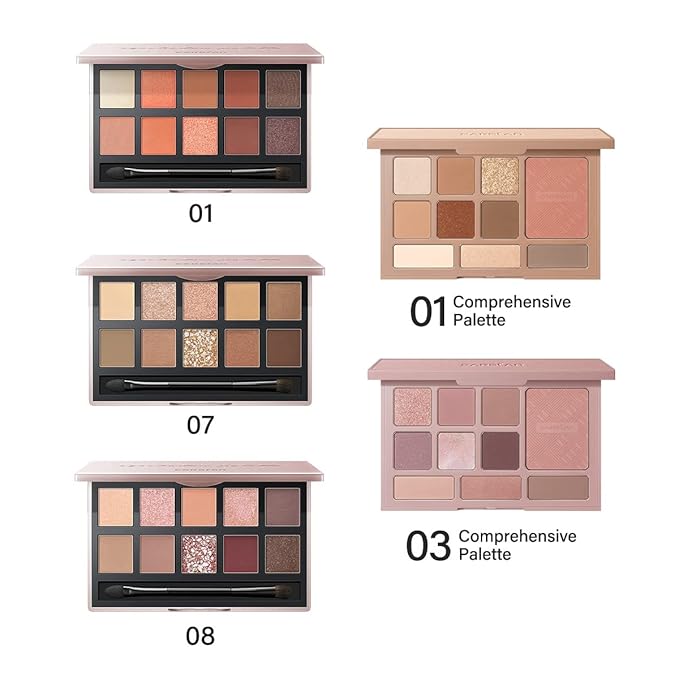 10 Color Eyeshadow Palette, Matte, Shimmer, Glitter Pigment Eye Shadow Makeup Pallete, Neutral Nudes Sunny Orange Eye Makeup Palette with Brush & Mirror, 01.Sunset-FemmiqueWomen