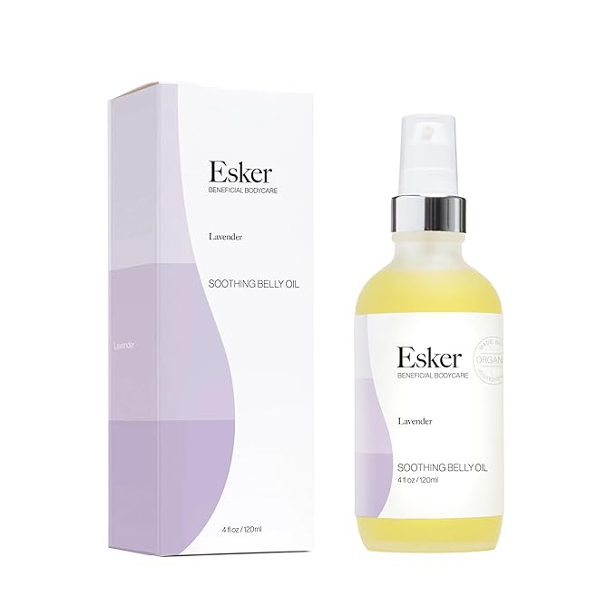 ESKER Natural Soothing Belly Oil | (4.0oz) | Plant-Based Formulated for Pre and Postpartum Skin | Designed to Fade Existing Stretch Marks and Prevent the Formation of New Ones | Cruelty Free-FemmiqueWomen