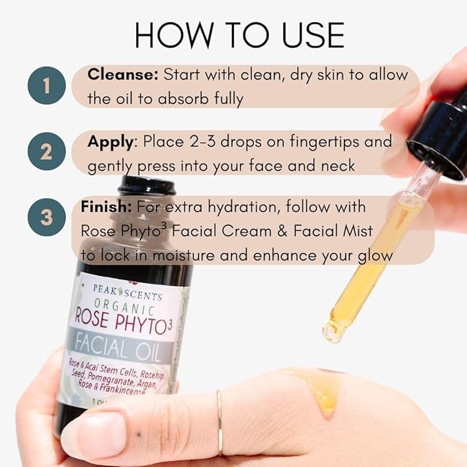 Organic Rose Phyto Facial Oil - Rosehip and Argan Oil Infused with Rose Extract and Frankincense Essential Oil - Ideal for Gua Sha Massage, Anti-Aging Face Oil (1oz)-FemmiqueWomen