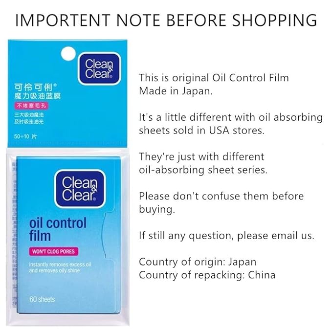 Oil Control Film Replacment for Clean & Clear Oil-Absorbing Sheets,5pack(total 300sheets)Oil Blotting Sheets for Face,9% Larger,Makeup Friendly High-performance Handy Face Blotting Paper for Oily Skin-FemmiqueWomen