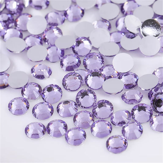 1500 Pieces SS16 4mm Flatback Rhinestones Clear Glass Round Gems Crystals for Nail Art DIY Crafts Clothes Shoes Bags （Light Purple）-FemmiqueWomen